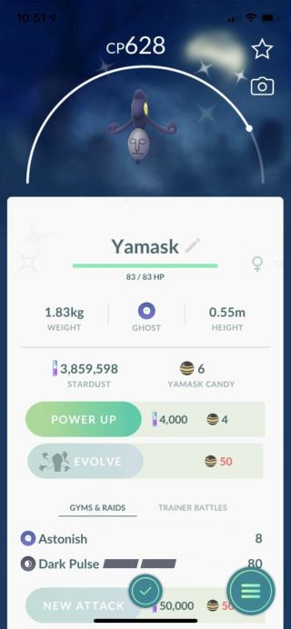 Pokemon Go Shiny Yamask Rare