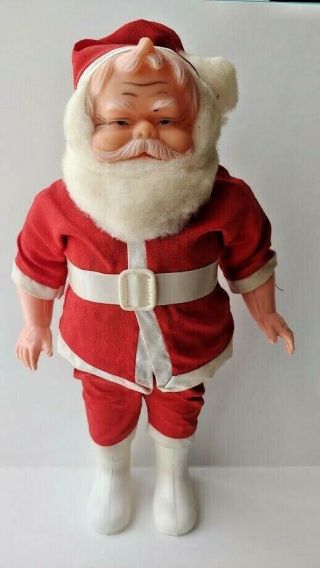 Vintage Rare Plastic Figure Toy Christmas 14 " Santa Claus Rare Red Suit 1950 