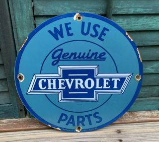 Vintage Chevrolet Porcelain Dealership Sign Rare 11.  75 " Dated 1961