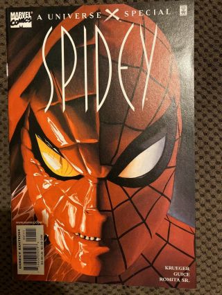 Nm Rare Spidey X Universe 1 Recalled Spider - Man Bob Harras Alex Ross Marvel