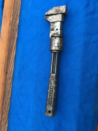 Rare Antique vintage D P KAHLE Patent 15 Inch Quick Adjust wrench 2