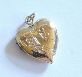 Sweet Antique W.  E.  H.  Victorian Gold Filled Engraved Heart Locket Pendant