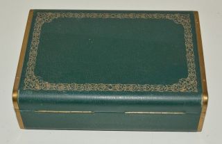Vintage Green FARRINGTON Texol Two Tiered Women ' s Jewelry Box RARE 3
