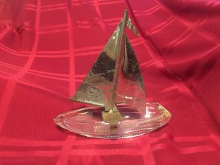 Antique Glass Candy Container - Sailboat With Sail