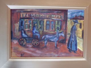 Rare Russian painting on wood framed c 1920.  size: 40.  5 x 30.  5 cm. 3