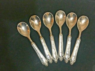 Vintage Set Of 5 Demitasse Spoons Made In Italy Fan Handle Pattern