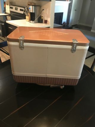 VINTAGE COLEMAN 1960 ' S RARE BROWN TAN ICE Chest / COOLER 3