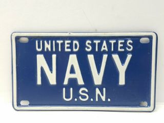 Vtg 1950s 1960s Navy Usn United States Bicycle License Plate Rare Cereal Metal