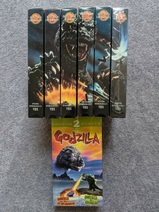 Godzilla 6 Vhs Set Gigan Ghidrah Mechagodzilla 1985 Megalon Rare Sci - Fi Horror