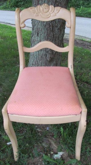 Vintage Parlor Chair Carved Wood Rose Fancy