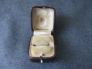 Antique velvet & silk interior lined in burgundy leather wooden ring jewelry box 2