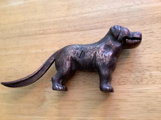 Vintage Antique Bronze Brass Metal Dog Nutcracker Labrador Retriever 10in long 2