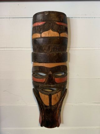 Vintage Wooden Hand Carved Wall Hanging Mask