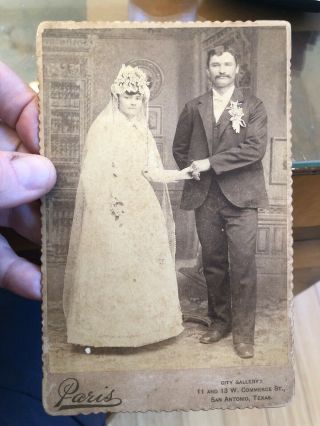 Rare 1890’s Cabinet Card Photo John Rakowitz & Wife Of San Antonio Texas