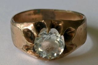 Antique Victorian Gold Filled Clear Stone Belcher Caw Ring Size 7