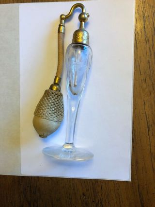 Antique/vintage Art Deco Cut Crystal Glass Perfume Bottle W/ Stopper (077