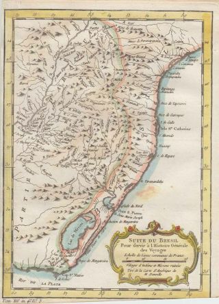 1757 Bellin Map Southern Brazil,  Isla Santa Catarina