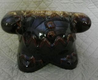 Antique Brown Drip Hull Pottery Gingerbread Man Cookie Jar Bottom (body) No Top