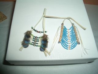Dollhouse Miniature Native American Breast Plate,  11 Strand Turquoise Necklace