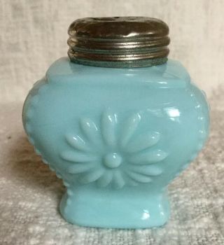 Antique Vintage Molded Blue Milk Glass Salt Or Pepper Shaker Victorian 2 1/2 "