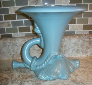 Vintage Rare Art Noveau Royal Haeger Blue Trumpet Vase