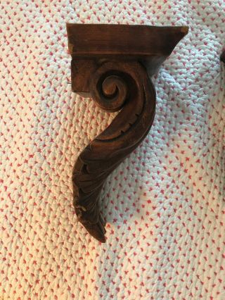 12.  5” Hand Carved Fluted Wood Corbel Bracket Scroll Sconce Shelf 3.  2 Pounds Each