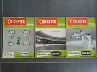 3 X The Cricketer - Spring Annuals - 1955,  1958 And 1960 Years - Vintage - Rare