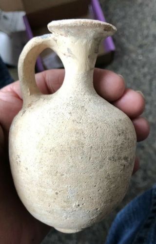 Dug Ancient Roman Hellenistic Period Clay Jug Repaired Handle & Neck Holy Land