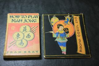 How To Play Mah Jong Book Antique 1923 Jean Bray & Score Book