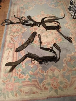 Interesting Vintage Leather Horse Tack Great Wall Hangers Very Old