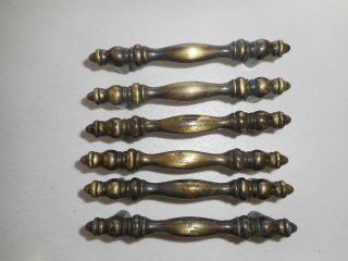 6 Vintage Amerock Brass Carriage House Cabinet Drawer Pulls 4 - 1/4 "