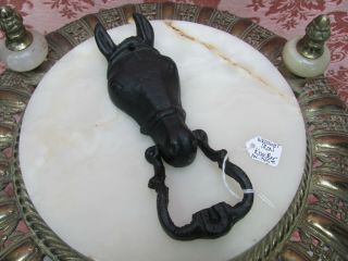 Vintage Black Wrought Iron Horse Head Figural Door Knocker Retail Price Tag $145