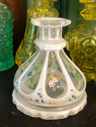 Antique Victorian Perfume Scent Bottle Heavy Glass Painted Ceramic Porcelain