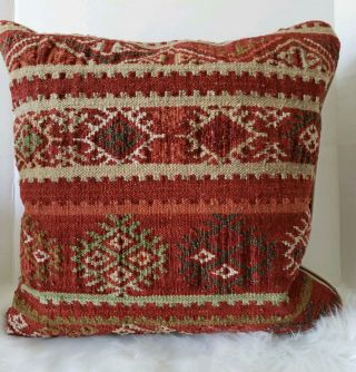 Vintage Pottery Barn Throw Pillow (18x18) Wool - Kilim - Southwestern Red
