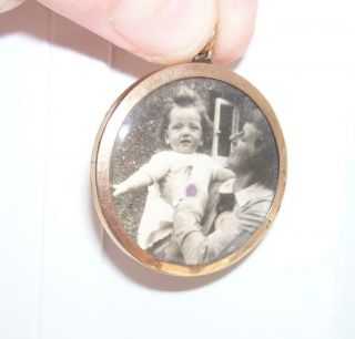 Large Round Antique Victorian 9ct Rose Gold Double Sided Photo Locket Pendant