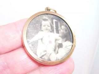 Large Round Antique Victorian 9ct Rose Gold Double Sided Photo Locket Pendant 2