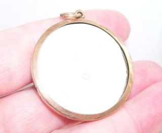 Large Round Antique Victorian 9ct Rose Gold Double Sided Photo Locket Pendant 3