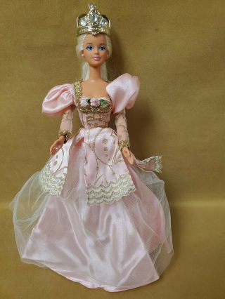 Vintage Mattel Barbie Rapunzel Doll 1991 Pink Dress Crown Blonde