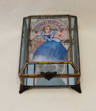 Cinderella Art Nouveau The Art Of The Disney Princess Glass Jewelry Box Rare