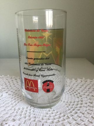 Rare Spanish Puerto Rico 1997 Three Kings Coca - Cola McDonald ' s Glass 2