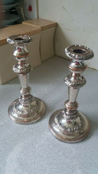 Lovely Pair Vintage / Antique Silver Plated On Copper Candlesticks - 8 1/4 Inch