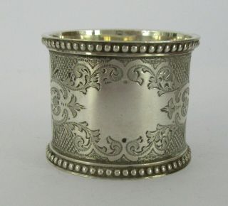 Large Heavy Engraved Victorian Silver Napkin Ring,  Sheffield 1897,  Nearly 2oz