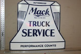 Rare Mack Truck Service Dealer Porcelain Metal Sign Gas Oil Farm