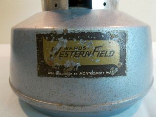 Vintage Blue WARDS WESTERN FIELD THERMOS 60 - 9523 CAMPING LANTERN Camp 2