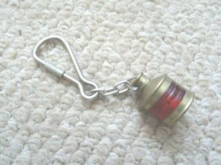 Vintage Brass Keyring In The Shape Of A Red Ships Lantern,