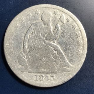 1843 O Seated Liberty Half Dollar 50c Rare - Circulated 8187