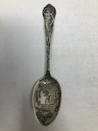 Shepard Sterling Silver Souvenir Spoon Indian Lower Jars Wisconsin Dells