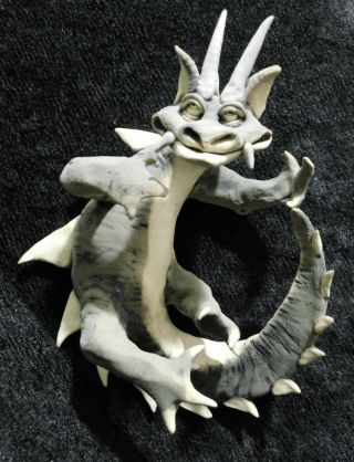 1991 Alan Paulson Clay Dragon Art Sculpture Vintage Rex Benson Style