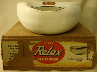 Classic¬¬ Vintage Jones Relax Porcelain Bed Pan Seamless No.  500 White