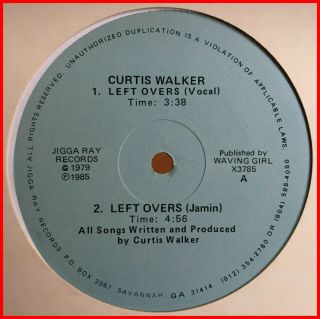 Disco Boogie 12 " Curtis Walker - Left Overs Jigga Ray - Rare 